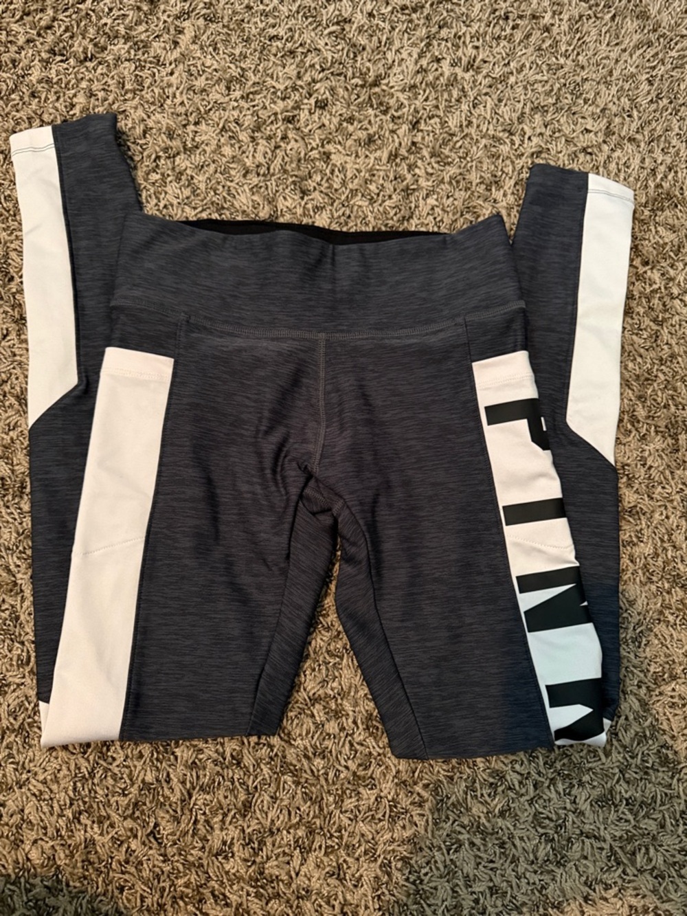 PINK Black/White/Gray Active Leggings with Side Panel Detail